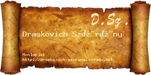 Draskovich Szörény névjegykártya